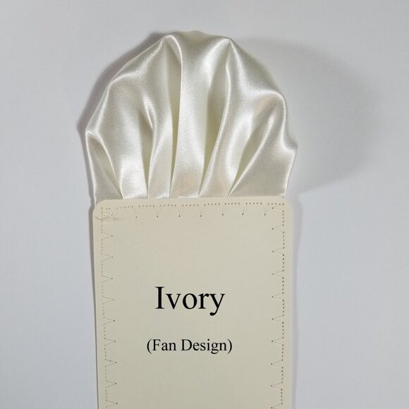 New - Men's Ivory Satin Pre-Folded Pocket Square Insert - Picture 3 of 4